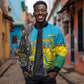 Rwanda Independence Day Unite Paix Progres Sleeve Zip Bomber Jacket African Geometric Pattern - Power Fist And Coffee Branch Art