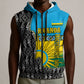 Rwanda Independence Day Unite Paix Progres Sleeveless Zip Hoodie African Geometric Pattern - Power Fist And Coffee Branch Art