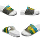 Rwanda Independence Day Unite Paix Progres Slide Sandals African Geometric Pattern - Power Fist And Coffee Branch Art