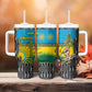 Rwanda Independence Day Unite Paix Progres Tumbler With Handle African Geometric Pattern - Power Fist And Coffee Branch Art