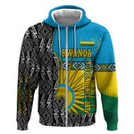Rwanda Independence Day Unite Paix Progres Zip Hoodie African Geometric Pattern - Power Fist And Coffee Branch Art