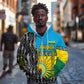 Rwanda Independence Day Unite Paix Progres Zip Hoodie African Geometric Pattern - Power Fist And Coffee Branch Art