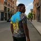 Rwanda Independence Day Unite Paix Progres Zipper Polo Shirt African Geometric Pattern - Power Fist And Coffee Branch Art