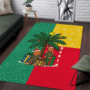 Benin Christmas Area Rug Palm Tree Dolls and Red Yellow Green Festive - African Pride