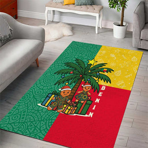 Benin Christmas Area Rug Palm Tree Dolls and Red Yellow Green Festive - African Pride