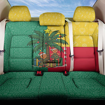 Benin Christmas Back Car Seat Cover Palm Tree Dolls and Red Yellow Green Festive - African Pride