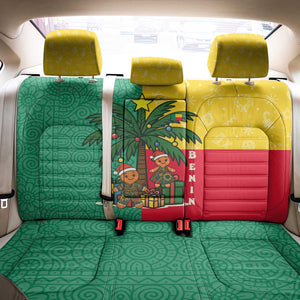 Benin Christmas Back Car Seat Cover Palm Tree Dolls and Red Yellow Green Festive - African Pride