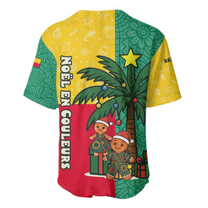 Benin Christmas Baseball Jersey Palm Tree Dolls and Red Yellow Green Festive - African Pride