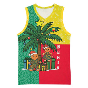 Benin Christmas Basketball Jersey Palm Tree Dolls and Red Yellow Green Festive - African Pride