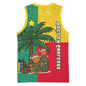 Benin Christmas Basketball Jersey Palm Tree Dolls and Red Yellow Green Festive - African Pride