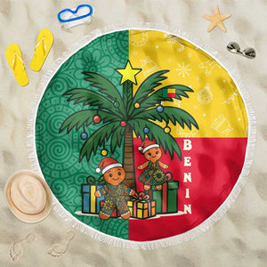 Benin Christmas Beach Blanket Palm Tree Dolls and Red Yellow Green Festive - African Pride