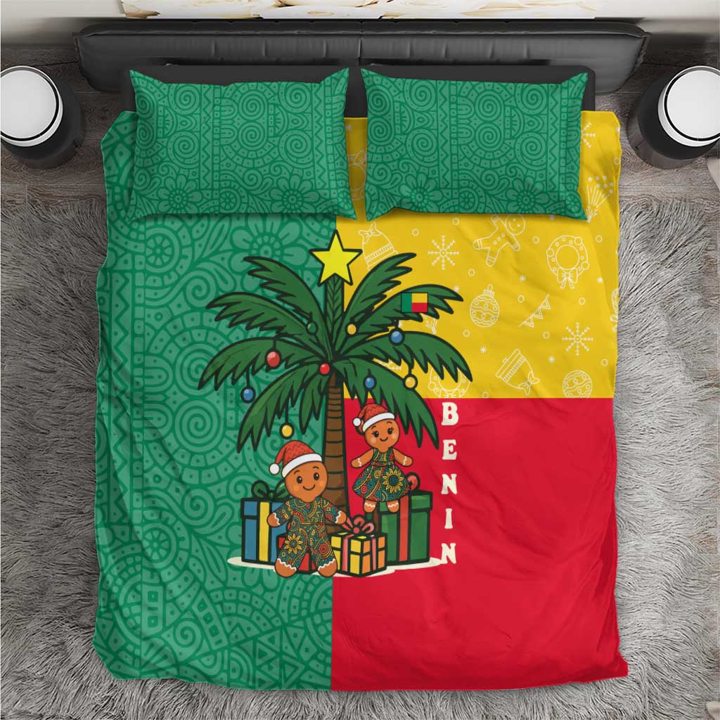 Benin Christmas Bedding Set Palm Tree Dolls and Red Yellow Green Festive - African Pride