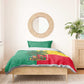 Benin Christmas Bedding Set Palm Tree Dolls and Red Yellow Green Festive - African Pride
