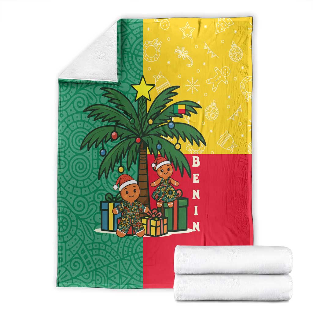 Benin Christmas Blanket Palm Tree Dolls and Red Yellow Green Festive - African Pride