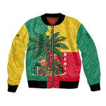 Benin Christmas Bomber Jacket Palm Tree Dolls and Red Yellow Green Festive - African Pride