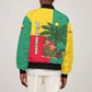 Benin Christmas Bomber Jacket Palm Tree Dolls and Red Yellow Green Festive - African Pride