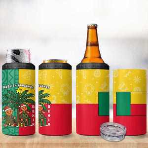 Benin Christmas 4 in 1 Can Cooler Tumbler Palm Tree Dolls and Red Yellow Green Festive - African Pride
