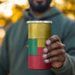 Benin Christmas 4 in 1 Can Cooler Tumbler Palm Tree Dolls and Red Yellow Green Festive - African Pride