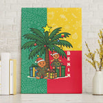Benin Christmas Canvas Wall Art Palm Tree Dolls and Red Yellow Green Festive - African Pride