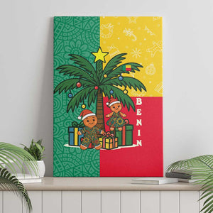 Benin Christmas Canvas Wall Art Palm Tree Dolls and Red Yellow Green Festive - African Pride