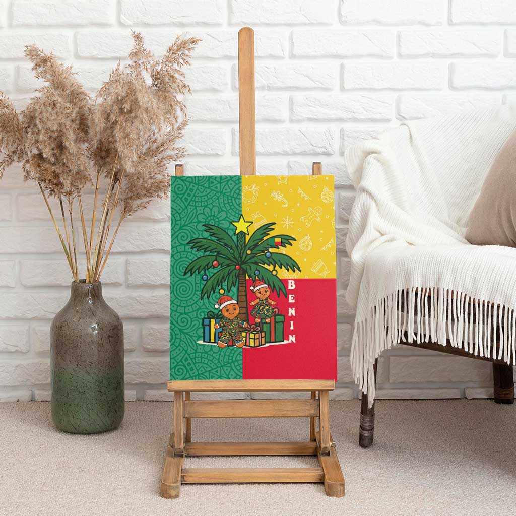 Benin Christmas Canvas Wall Art Palm Tree Dolls and Red Yellow Green Festive - African Pride