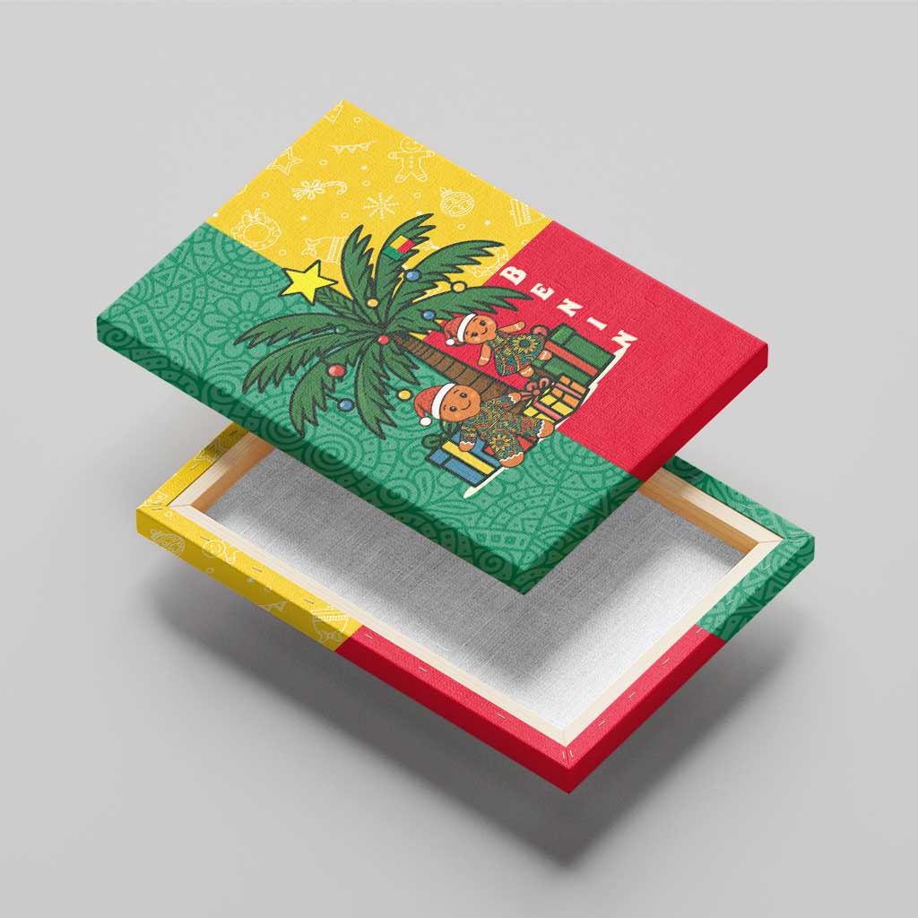 Benin Christmas Canvas Wall Art Palm Tree Dolls and Red Yellow Green Festive - African Pride