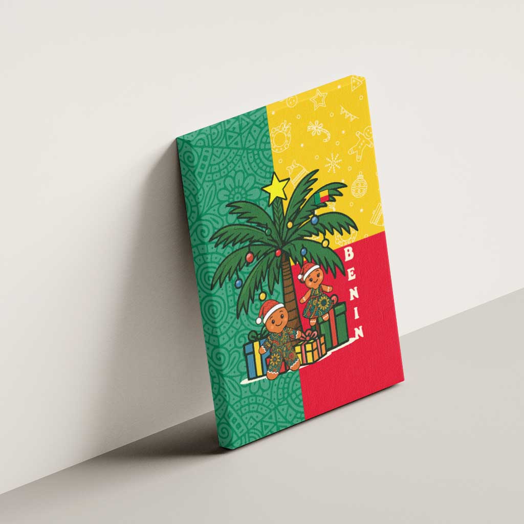 Benin Christmas Canvas Wall Art Palm Tree Dolls and Red Yellow Green Festive - African Pride