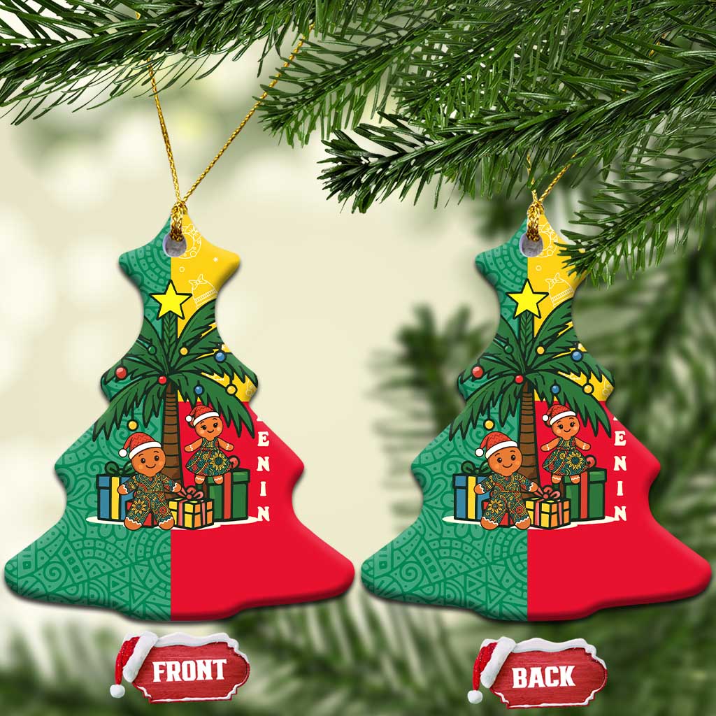Benin Christmas Ceramic Ornament Palm Tree Dolls and Red Yellow Green Festive - African Pride