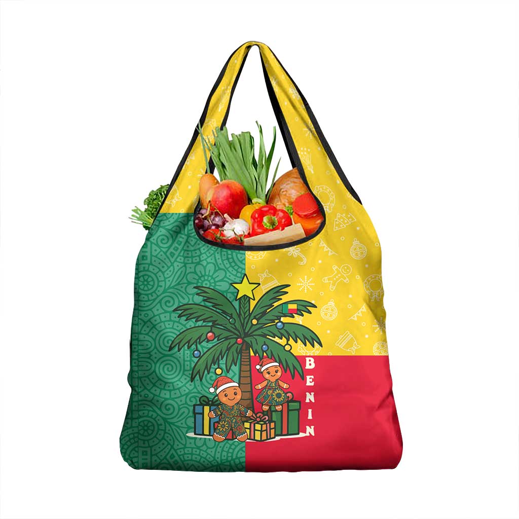 Benin Christmas Grocery Bag Palm Tree Dolls and Red Yellow Green Festive - African Pride