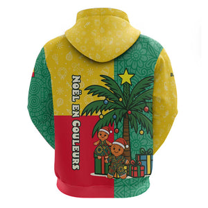 Benin Christmas Hoodie Palm Tree Dolls and Red Yellow Green Festive - African Pride