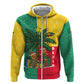 Benin Christmas Hoodie Palm Tree Dolls and Red Yellow Green Festive - African Pride