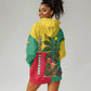 Benin Christmas Hoodie Dress Palm Tree Dolls and Red Yellow Green Festive - African Pride