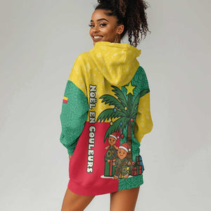 Benin Christmas Hoodie Dress Palm Tree Dolls and Red Yellow Green Festive - African Pride