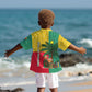 Benin Christmas Kid Hawaiian Shirt Palm Tree Dolls and Red Yellow Green Festive - African Pride