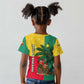 Benin Christmas Kid T shirt Palm Tree Dolls and Red Yellow Green Festive - African Pride