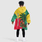 Benin Christmas Kid Wearable Blanket Hoodie Palm Tree Dolls and Red Yellow Green Festive - African Pride