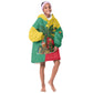 Benin Christmas Kid Wearable Blanket Hoodie Palm Tree Dolls and Red Yellow Green Festive - African Pride