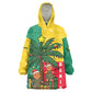 Benin Christmas Kid Wearable Blanket Hoodie Palm Tree Dolls and Red Yellow Green Festive - African Pride