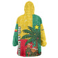 Benin Christmas Kid Wearable Blanket Hoodie Palm Tree Dolls and Red Yellow Green Festive - African Pride