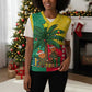 Benin Christmas Knitted V-Neck Vest Palm Tree Dolls and Red Yellow Green Festive - African Pride
