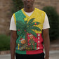 Benin Christmas Knitted V-Neck Vest Palm Tree Dolls and Red Yellow Green Festive - African Pride