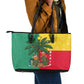 Benin Christmas Leather Tote Bag Palm Tree Dolls and Red Yellow Green Festive - African Pride