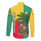 Benin Christmas Long Sleeve Button Shirt Palm Tree Dolls and Red Yellow Green Festive - African Pride