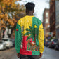 Benin Christmas Long Sleeve Shirt Palm Tree Dolls and Red Yellow Green Festive - African Pride