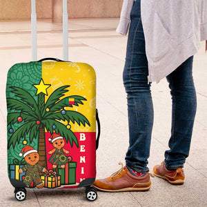 Benin Christmas Luggage Cover Palm Tree Dolls and Red Yellow Green Festive - African Pride