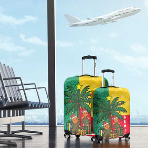 Benin Christmas Luggage Cover Palm Tree Dolls and Red Yellow Green Festive - African Pride