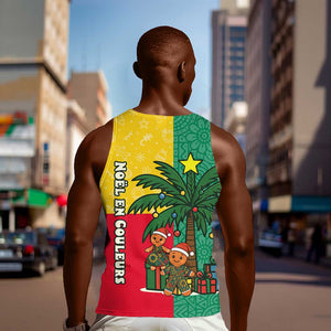 Benin Christmas Men Tank Top Palm Tree Dolls and Red Yellow Green Festive - African Pride
