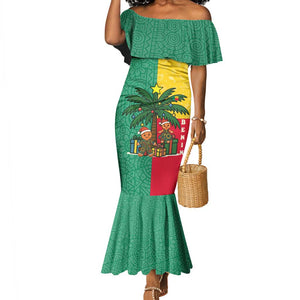 Benin Christmas Mermaid Dress Palm Tree Dolls and Red Yellow Green Festive - African Pride