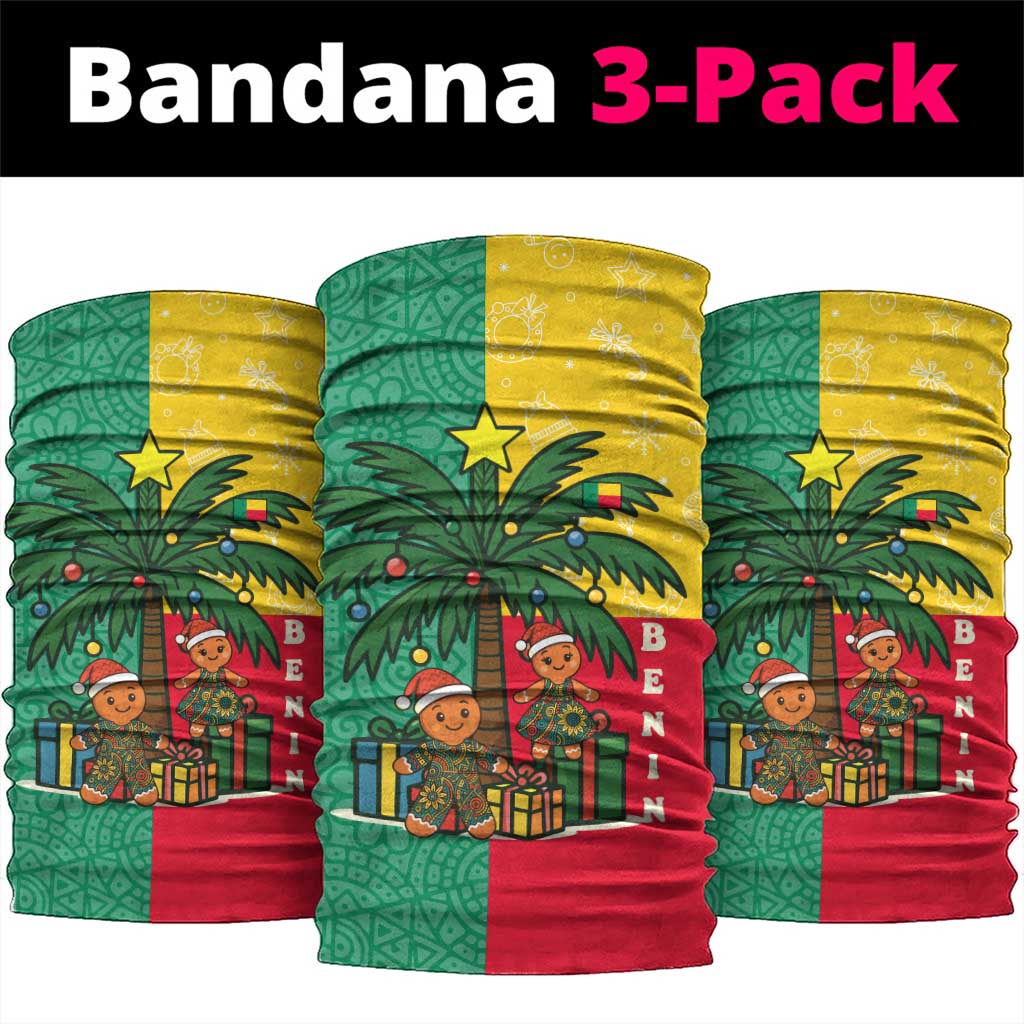 Benin Christmas Neck Gaiter Palm Tree Dolls and Red Yellow Green Festive - African Pride