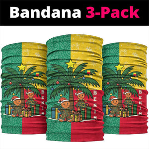 Benin Christmas Neck Gaiter Palm Tree Dolls and Red Yellow Green Festive - African Pride